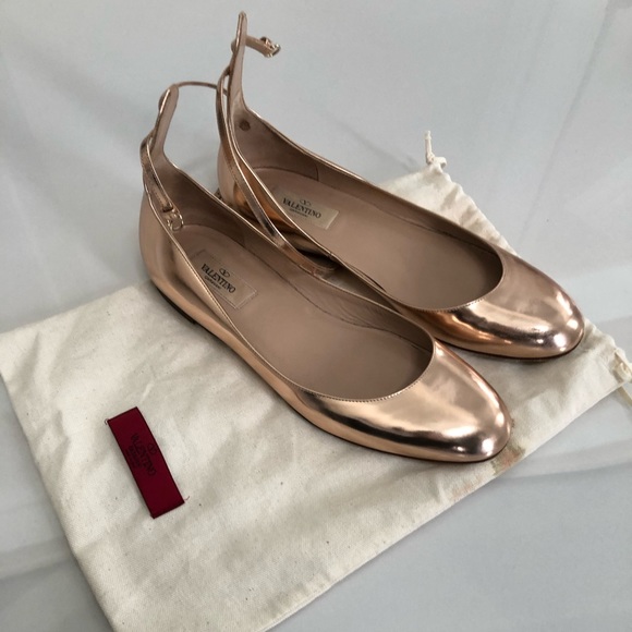 VALENTINO GARAVANI Gold Tango metallic leather ballet flats - Picture 3 of 17